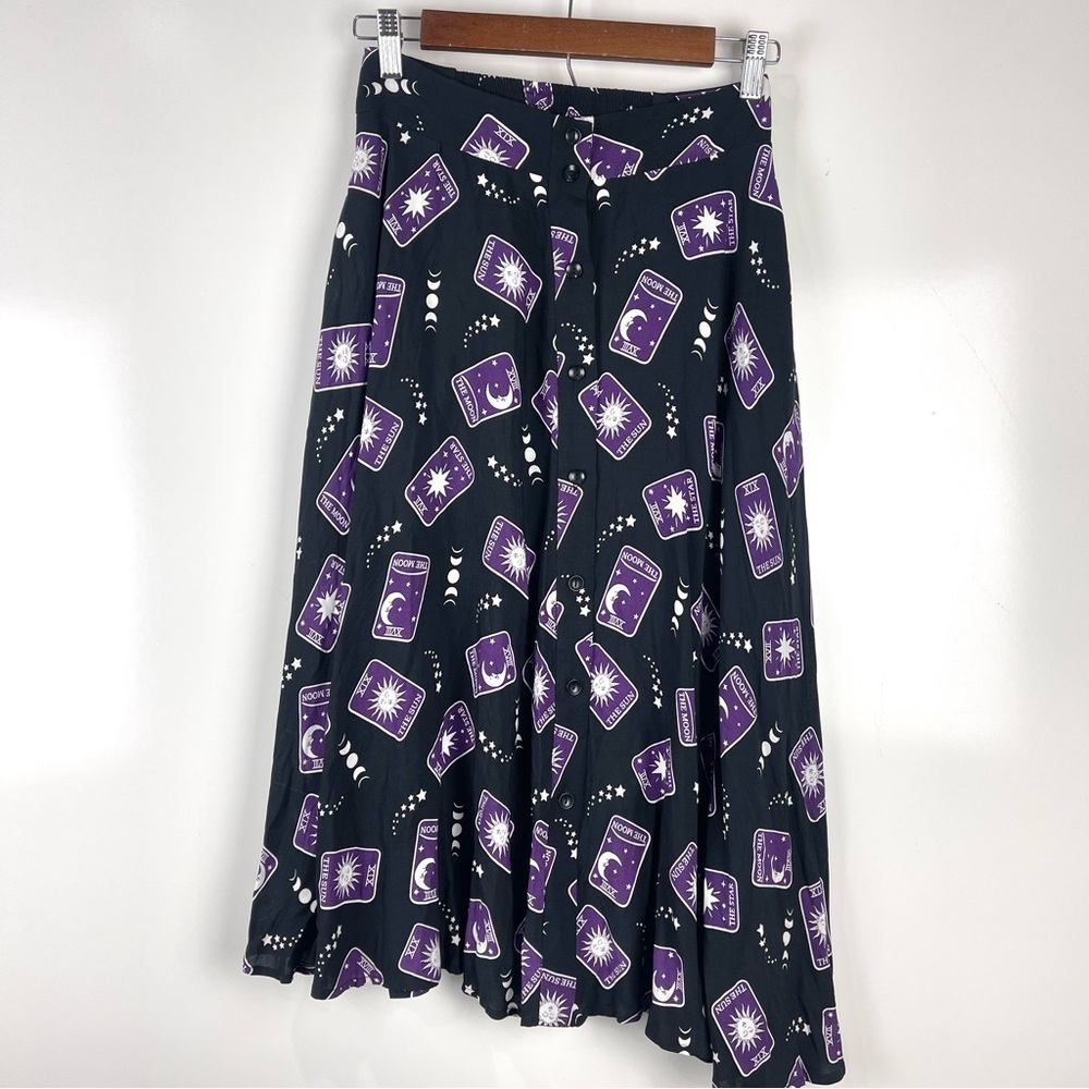 NEW Modcloth x Collectif Tarot Card Midi Megan Skirt Black Purple Size US 4 XS